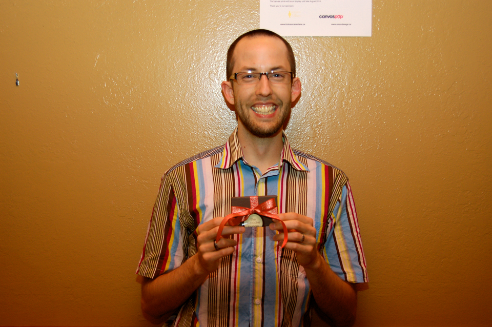 Thomas J Bradley, happy winner of The Cupcake Lounge gift certificate (which offers gluten-free delights!)